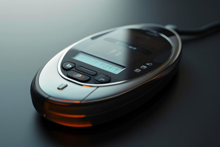 A detailed view of a cell phone resting on a table, Realistic 3D rendering of a glucose meter, AI Generatedの素材