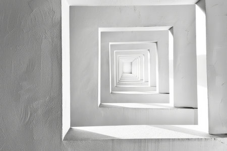 A white room with a white wall and white ceiling, creating a sense of stark minimalism, Intriguing negative space highlighted by strategically placed white elementsの素材