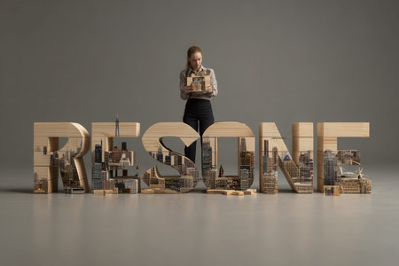 Response word made from building blocks showcases creativity in urban design during a conceptual modeling session in a modern studio environmentの素材