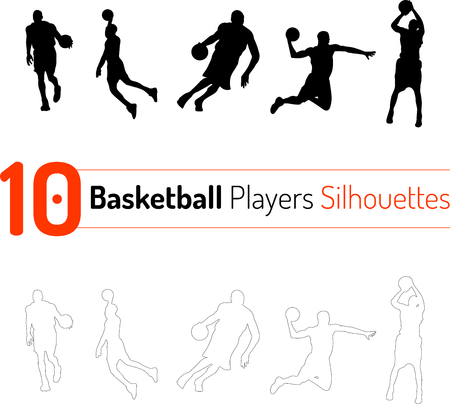 Basketball Player Silhouettes Outline Vectorのイラスト素材