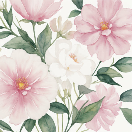 Art feminine botanical plant charming pastel bloom blossomの素材