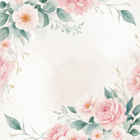 Cute beautiful garden context pastel watercolor blossom layerの素材
