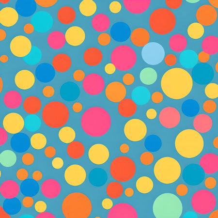 Colorful circles on a blue background eye-catching rich vibrant dynamic wall cheerful AI generatedの素材