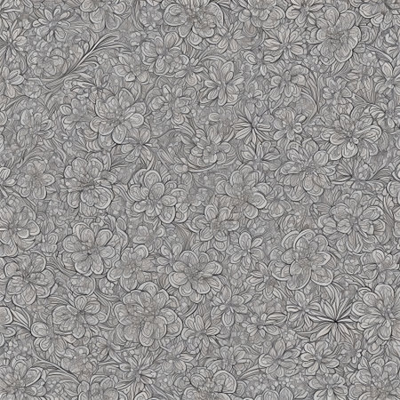 A gray floral pattern with small flowers stone modern botanical elegant arrangement AI generatedの素材