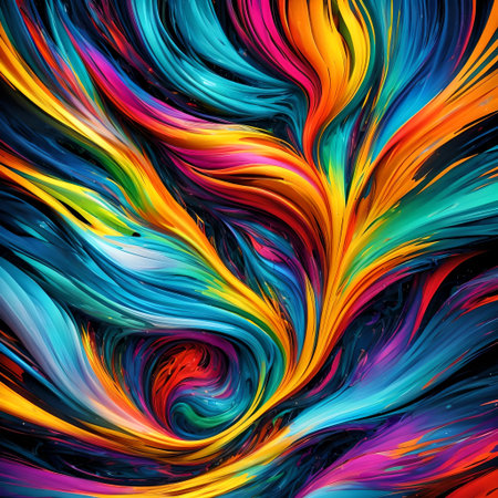 Abstract colorful background with swirls and stars creative eye-catching lively AI generatedの素材