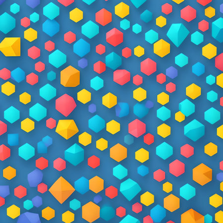 Colorful geometric pattern saturated decorative bright abstract eye-catching varied AI generatedの素材