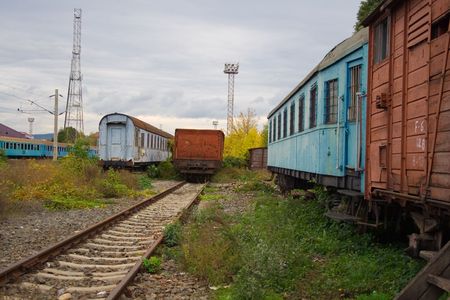 Abandoned trainsの写真素材