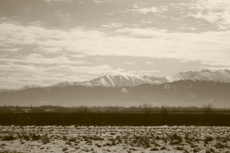 Fagarasi ridges during winter.の写真素材