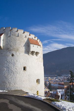 White tower and the cityの写真素材