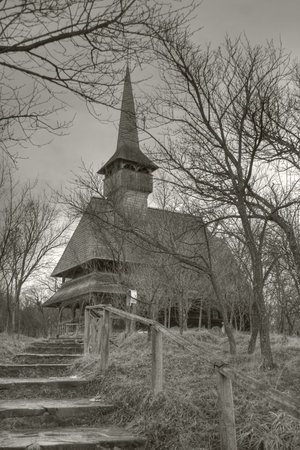 Barsana Wooden church in Maramures region, Romania.の写真素材