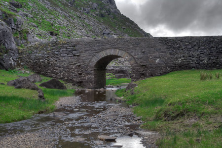 Stone bridge at the Gap of Dunloe in Irelandの写真素材