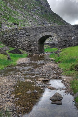 Stone bridge at the Gap of Dunloe in Irelandの写真素材