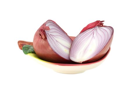 Red onion isolated on whiteの写真素材