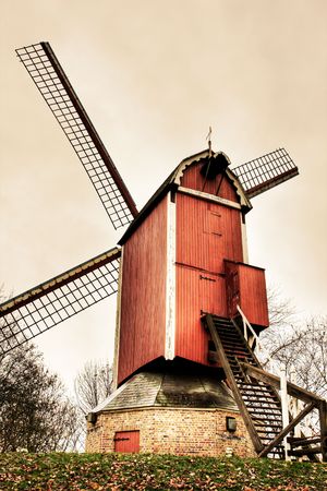 Windmills at Bruges in Belgium.の写真素材