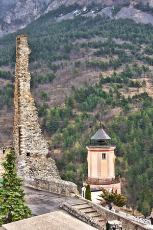 Clock tower in Tende, Franceの写真素材