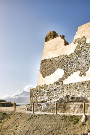 The tower on the Golden Mountain in Scauri, Italy.の写真素材