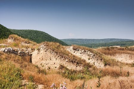 Ruins of the Ibida Fortress in Romania.の写真素材