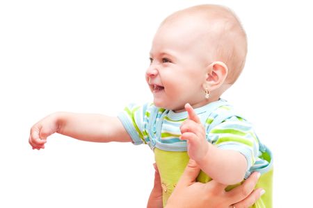 Beautiful baby girl laughingの写真素材