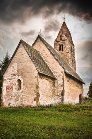 The ancient church in Strei, Romania.の写真素材