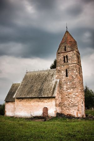 The ancient church in Strei, Romania.の写真素材