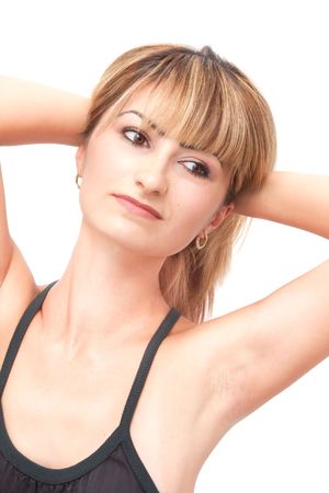 Young blonde portrait isolated on whiteの写真素材
