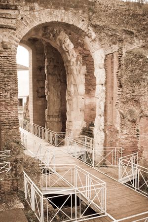 Santa Maria Capua Vetere Amphitheater in Capua city, Italy in december 2009.の写真素材