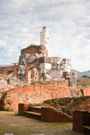 Santa Maria Capua Vetere Amphitheater in Capua city, Italy in december 2009.の写真素材