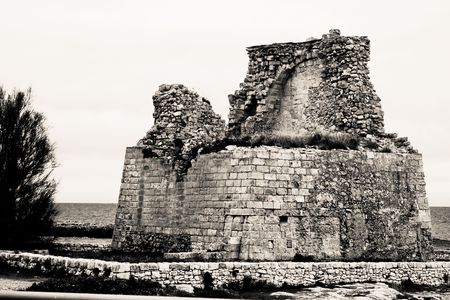 Ancient tower at Torre Egnatia in Italy.の写真素材