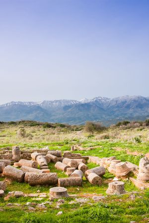 House with peristyle yard, period of Roman domination at Ancient Aptera in Crete, Greeceの写真素材
