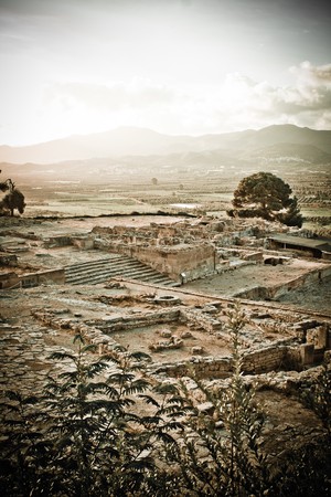 Morning landscape at Phaistos Archeological Site in Crete, Greece.の写真素材