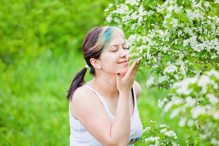 Portrait of a young woman enjoying a day in the natureの写真素材