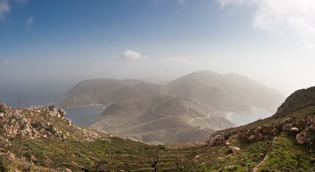 Beautiful panoramic view of Cape Tenaro in Peloponnese, Greece, February 2010の写真素材