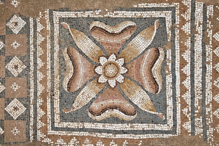 Mosaics at The Great Baths at Dion Archeological Site in Greece.の写真素材