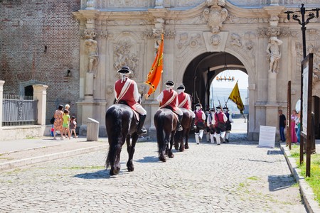 July 2010 - The guard change at noon at Alba Iulia Fortress in Romaniaのeditorial素材