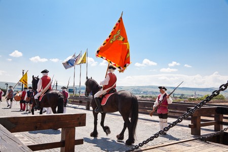 July 2010 - The guard change at noon at Alba Iulia Fortress in Romaniaのeditorial素材