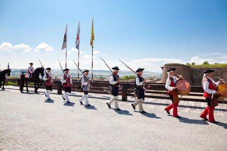 July 2010 - The guard change at noon at Alba Iulia Fortress in Romaniaのeditorial素材
