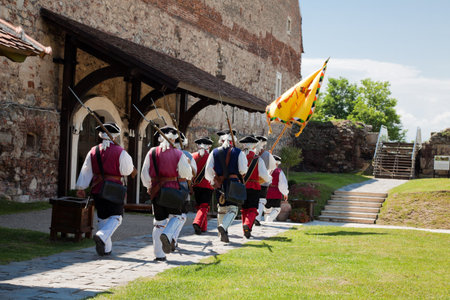 July 2010 - The guard change at noon at Alba Iulia Fortress in Romaniaのeditorial素材