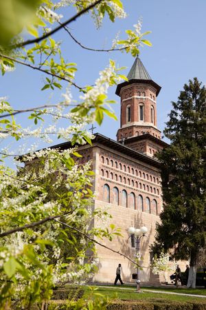 IASI, ROMANIA - APRIL 17: St. Nicholas Church in spring on April 17, 2010 in Iasi, Romania. The church was founded in 1491-1492 and it stands for the oldest religious dwelling in Iasi. のeditorial素材