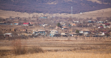 Panoramic view of Balabancea turkish village, in Dobrogea region of Romania.の写真素材