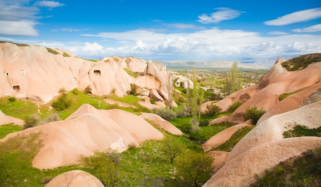 Spring landscape at Fairy Chimneys of Cappadocia, Turkey.の写真素材