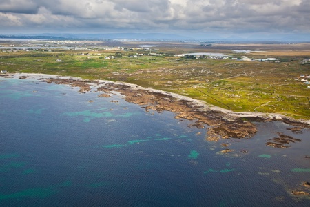 Aerial view of Conemara coast, Galway county, Ireland.の写真素材