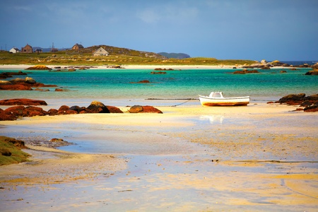 Rossadillisk Quay during low tide in summer, Conemara, Ireland.の写真素材