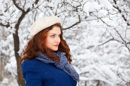 Portrait of a beautiful 20 year old woman outdoor in winter.の写真素材
