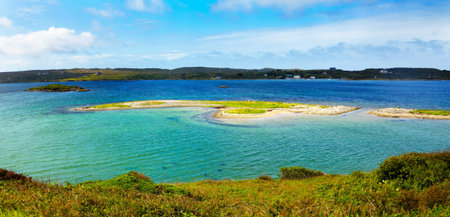 Small islands at Clifden Bay in summer, Conemara, Ireland.