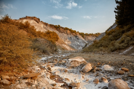 Salty hills in summer at Lopatari, Buzau county, Romania.の写真素材