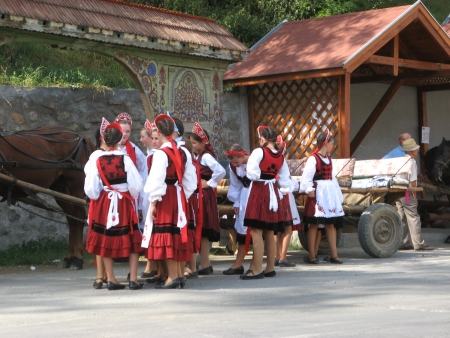 ZETEA, HARGHITA/ROMANIA - SEPTEMBER 7: Young people performing the wedding tradition on September 7, 2008 in Zetea village Harghita county, Romania.のeditorial素材