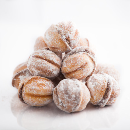 Romanian cookies, homemade, over white background.の写真素材