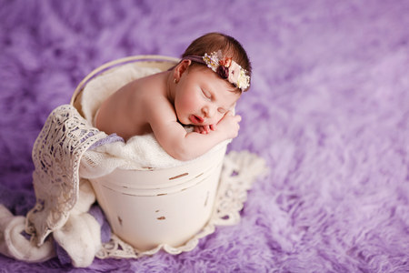 Newborn baby girl, 12 days old, studio session.の写真素材