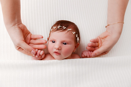 Newborn baby girl, 12 days old, studio session.の写真素材
