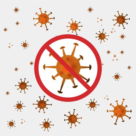 Stopping Corona Virus icon bacteria. Coronavirus 2019-nCoV. China pathogen respiratory infection (asian flu outbreak). influenza pandemic. Vector Illustration.のイラスト素材